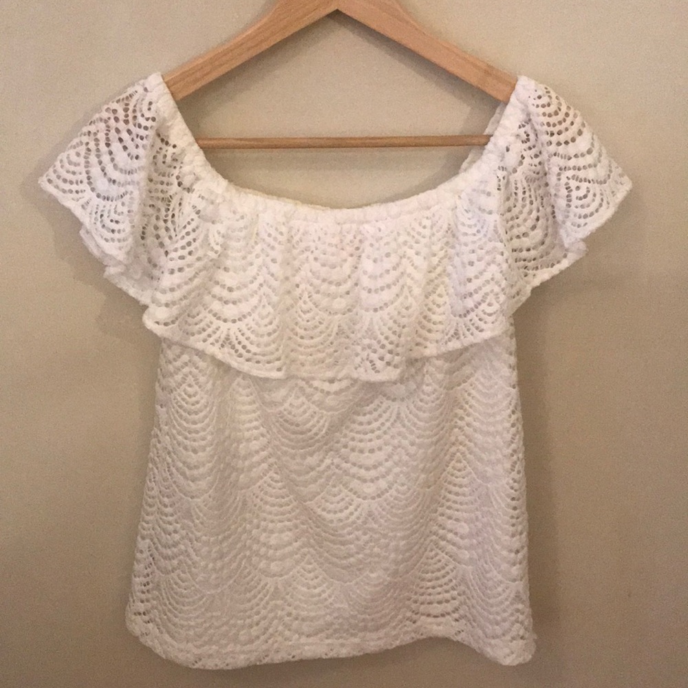 Lilly Pulitzer White Lace La Fortuna Top Sz XS
